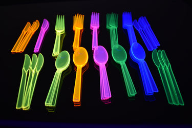 Assorted UV Blacklight Reactive Cutlery Set- 48 Count